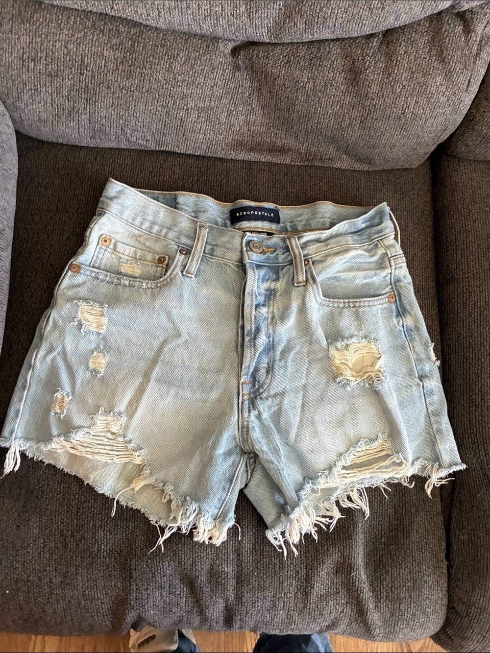 Aeropostale Light Blue Distressed Denim Cutoff Shorts